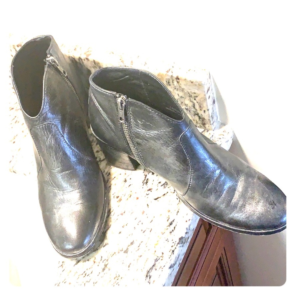 Frye Silver and Black metallic wash booties